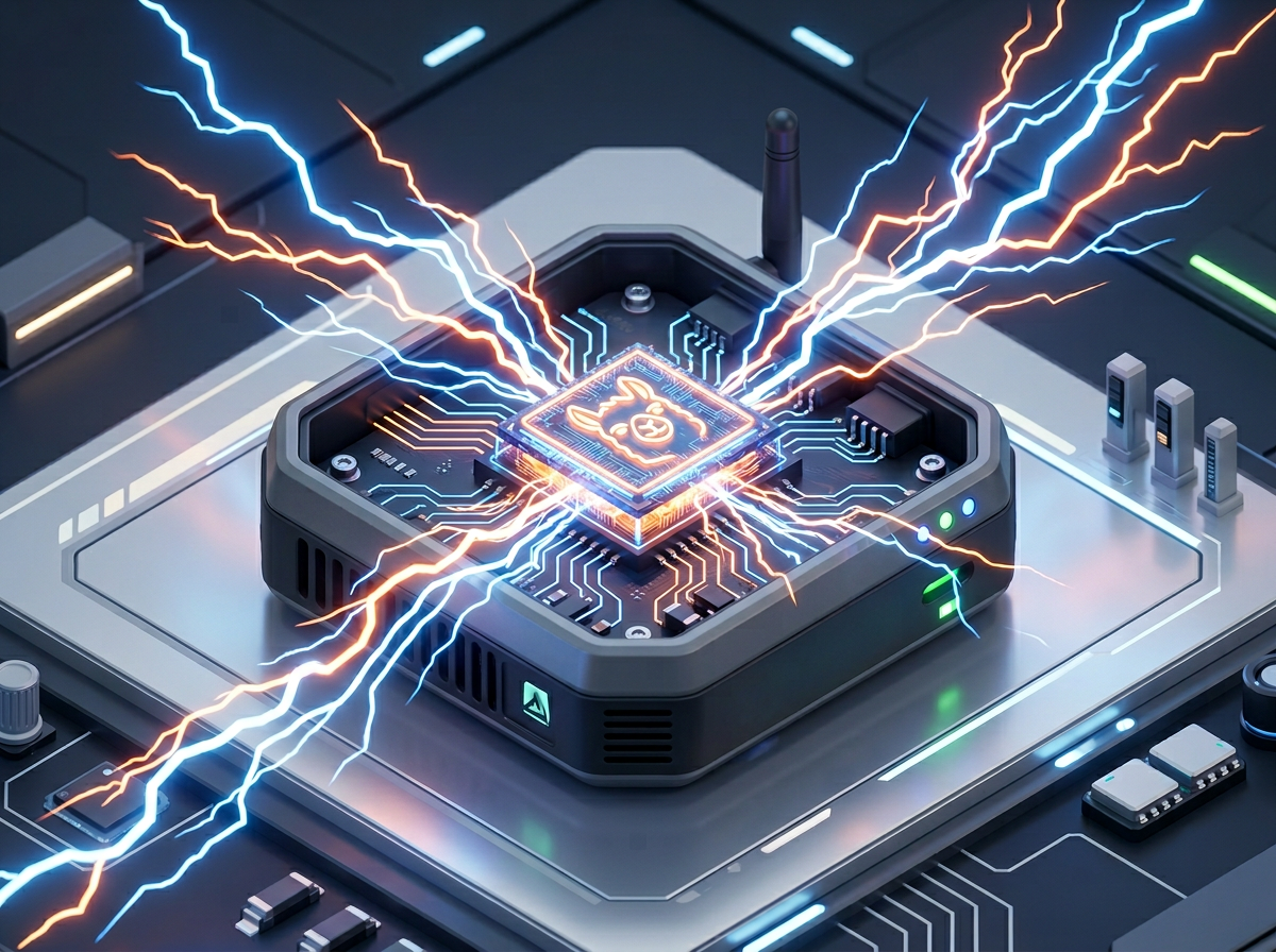 Llama 4.1のロゴと、スマートフォン、スマートウォッチ、タブレットなどのエッジデバイスが並ぶイメージ