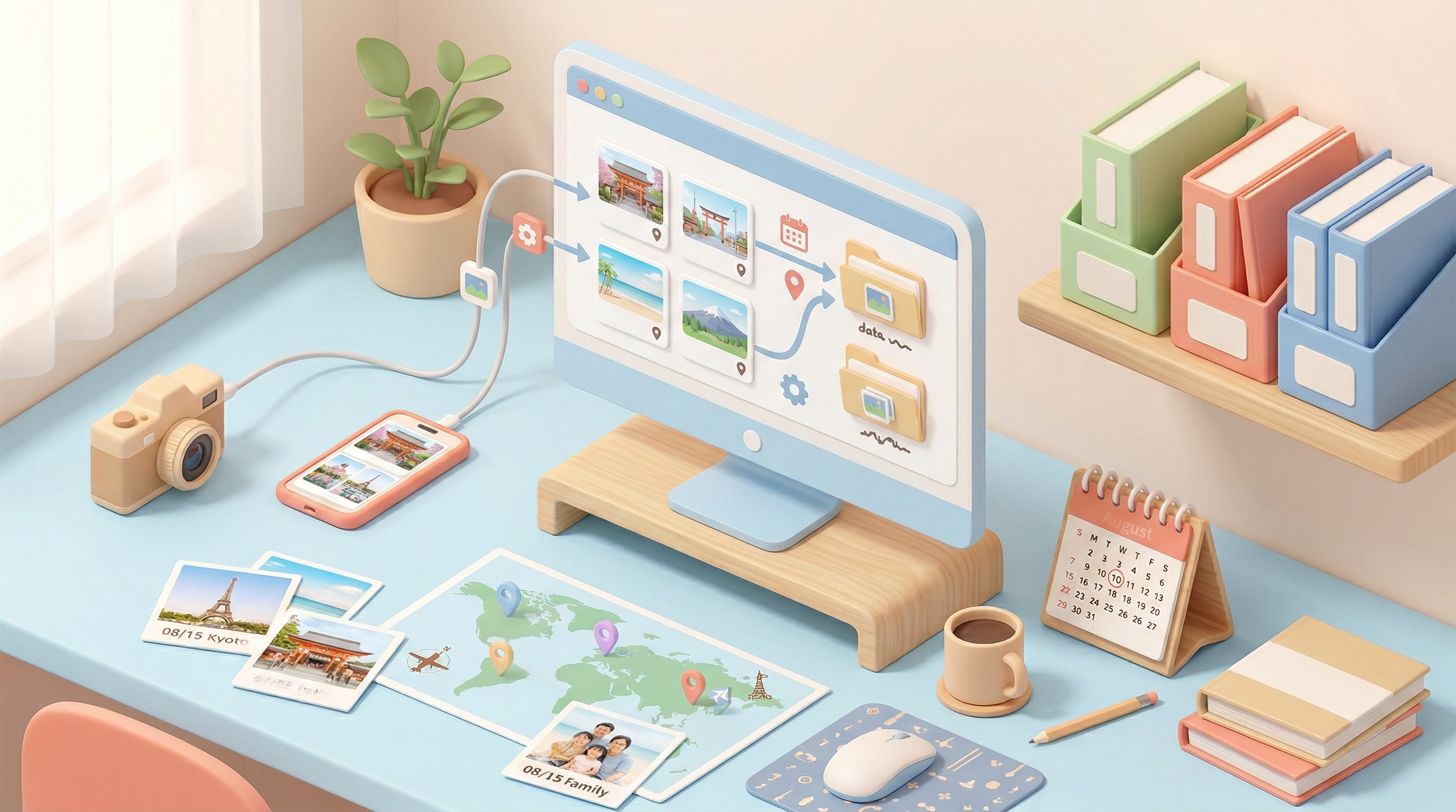 【写真】画像の内容を元に、思い出を日付・場所で一括リネーム